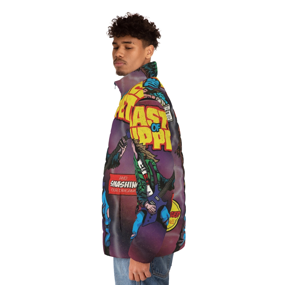 Master Puffer Jacket with Stranger Things Eddie Munson and Metallica Inspired Design - men side left