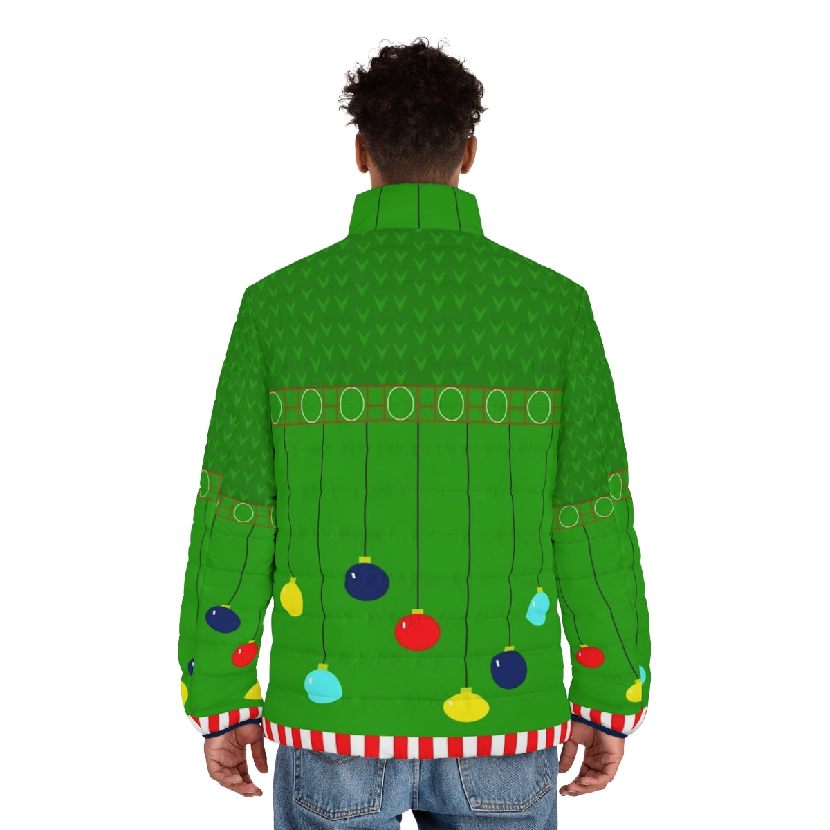 Arthur Claus Ugly Christmas Sweater Puffer Jacket - men back