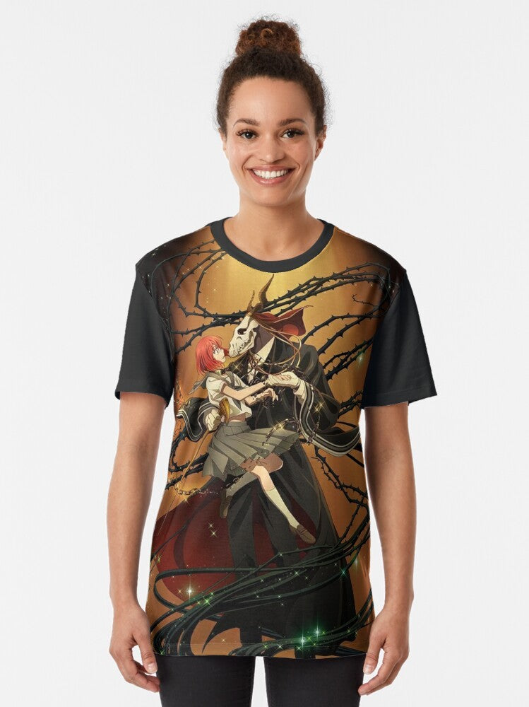 The Ancient Magus Bride anime graphic t-shirt featuring Chise Hatori and Elias Ainsworth - Women