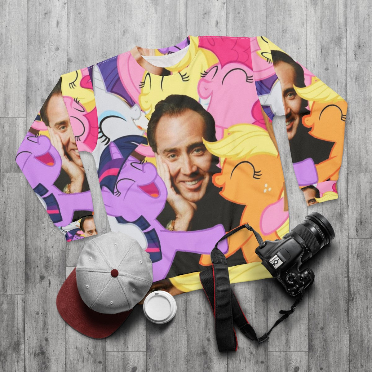 Nicolas Cage 'Nic And His Girls' custom graphic sweatshirt - flat lay