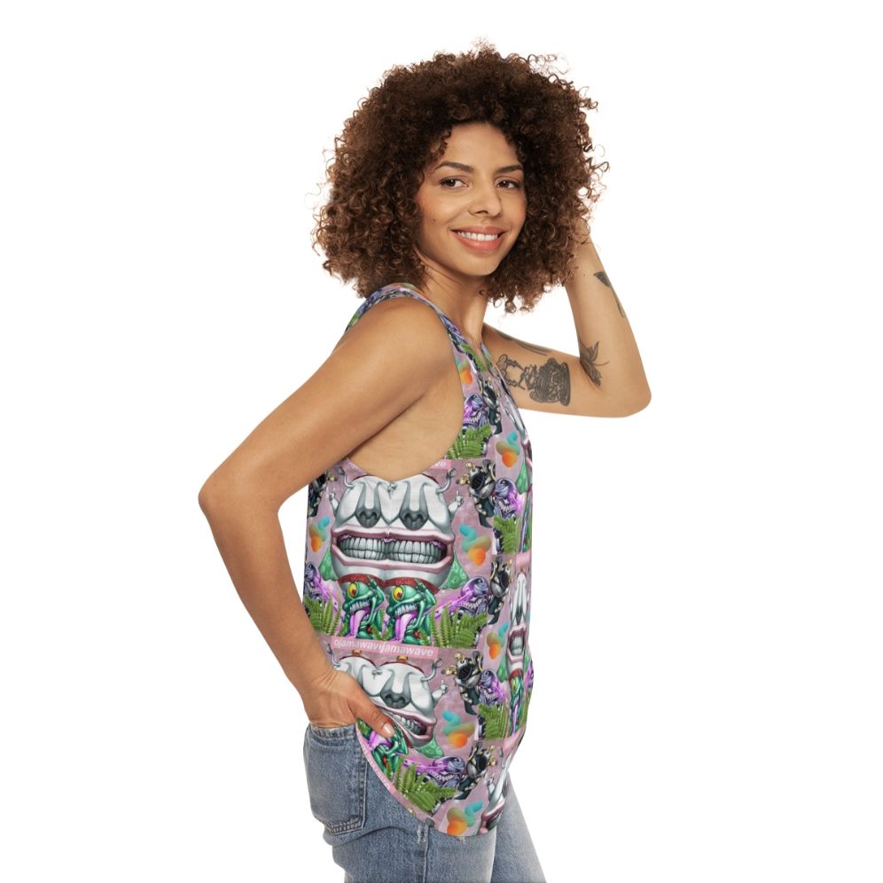 Ojama Wave Unisex Yugioh Vaporwave Aesthetic Tank Top - women side