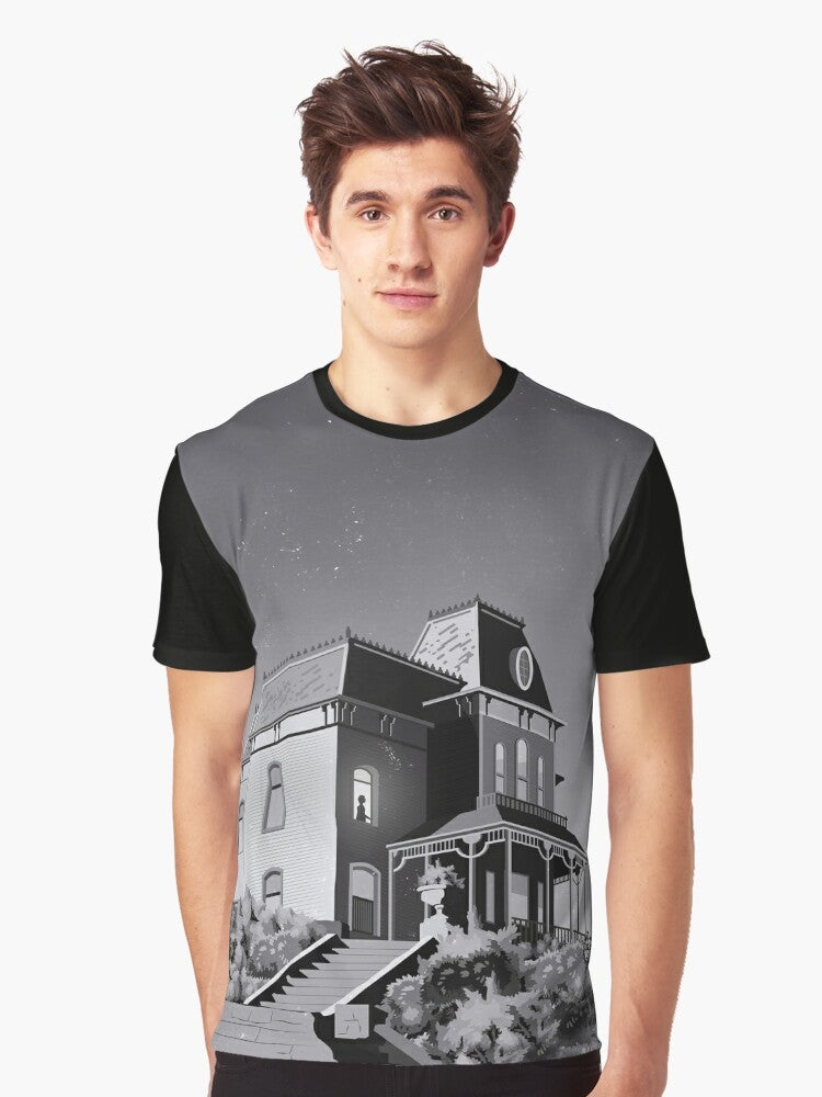 Illustration of the Bates Mansion from the classic Alfred Hitchcock film "Psycho" - Men