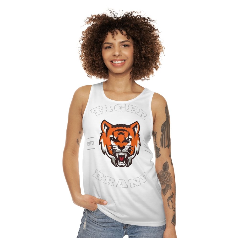 Colorful tiger print unisex tank top - women