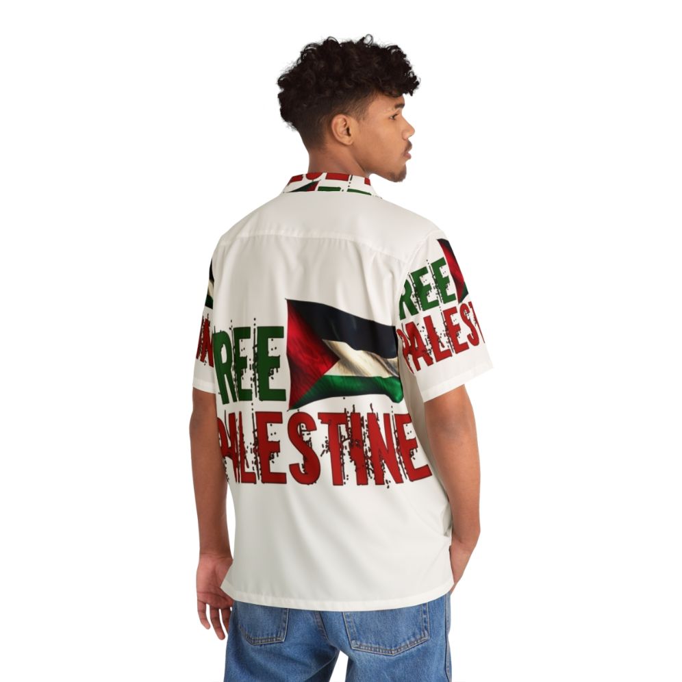 Free Palestine Hawaiian Shirt featuring Palestinian flag - People Back