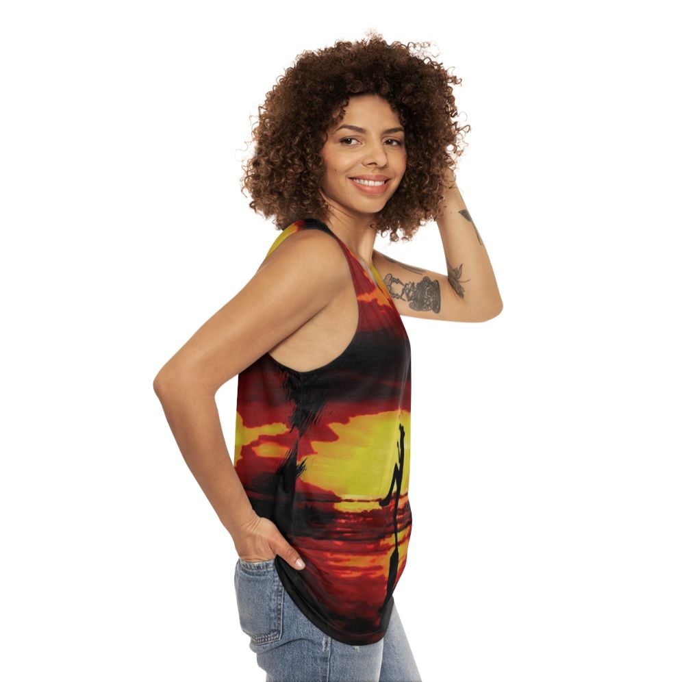 Karate Kid Crane Kick Unisex Tank Top - women side