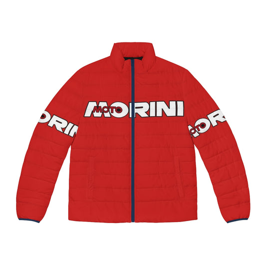 Retro Moto Morini graphic puffer jacket in classic Italian motorcycle style