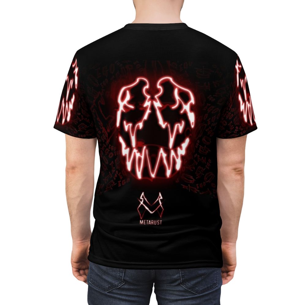 Metarust metal music t-shirt featuring a unique metallic rust design - men back