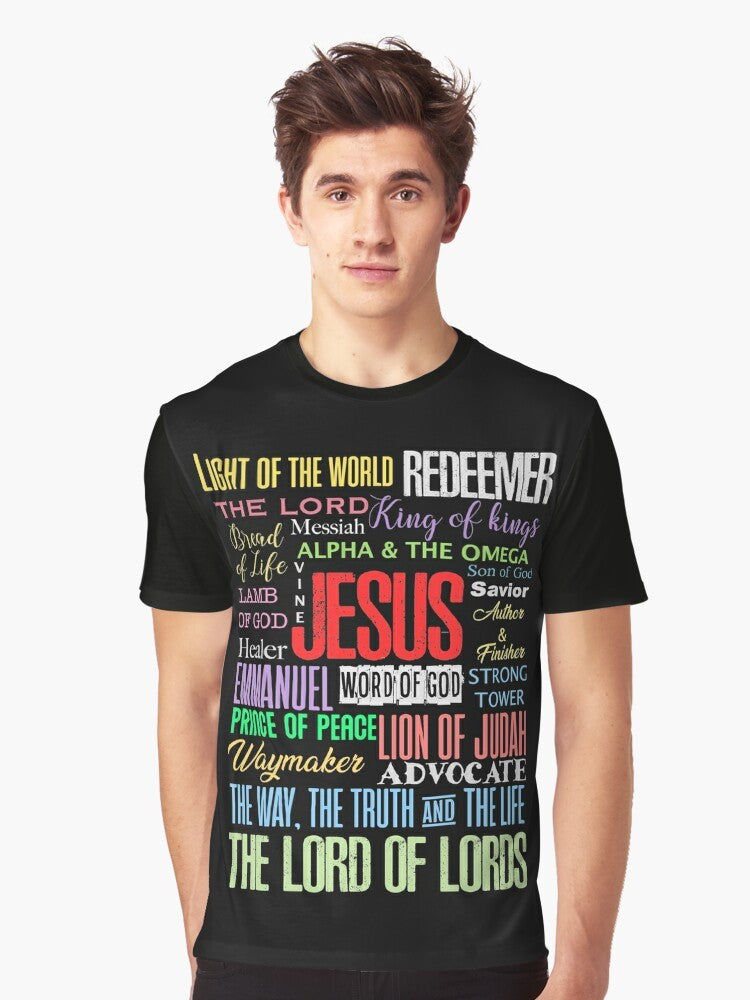 Graphic t-shirt with names of God and Lord Jesus Christ, Christian gifts design - Men