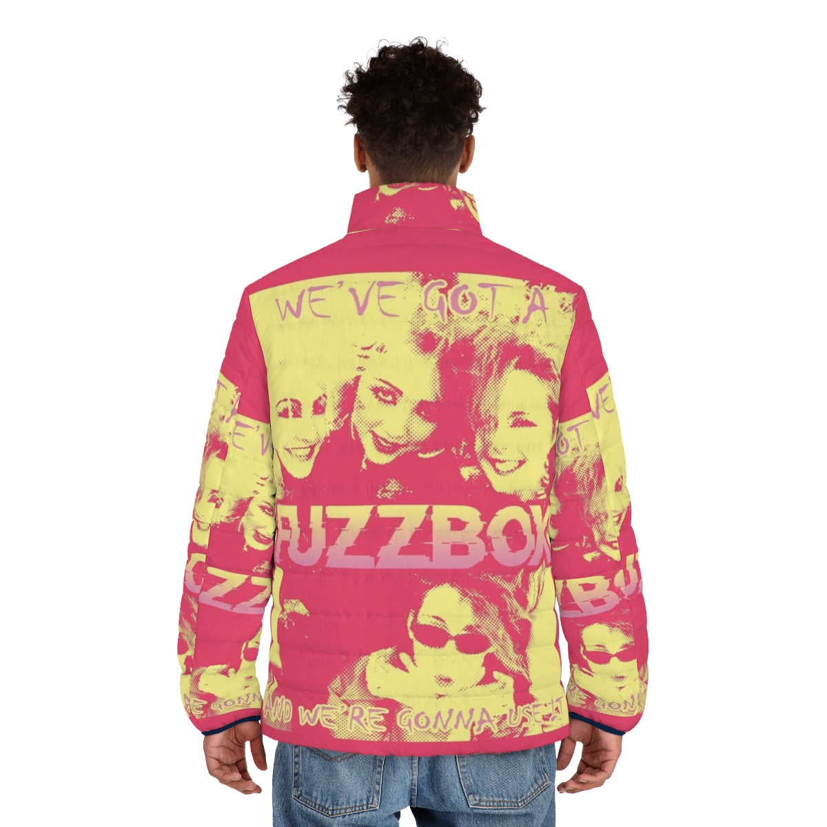 Fuzzbox 80s inspired puffer jacket in a stylish and cozy design - men back