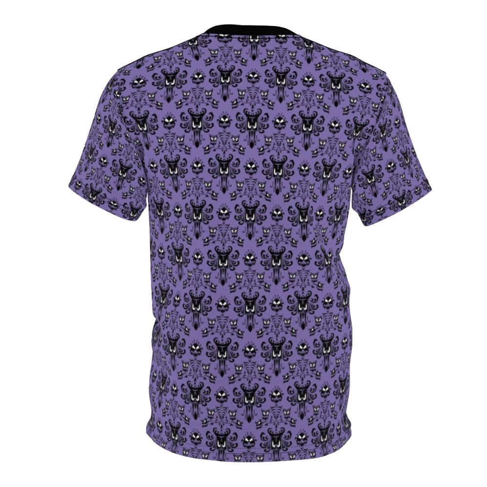 Haunted mansion wallpaper inspired all-over-print t-shirt with a gothic, spooky design - Back