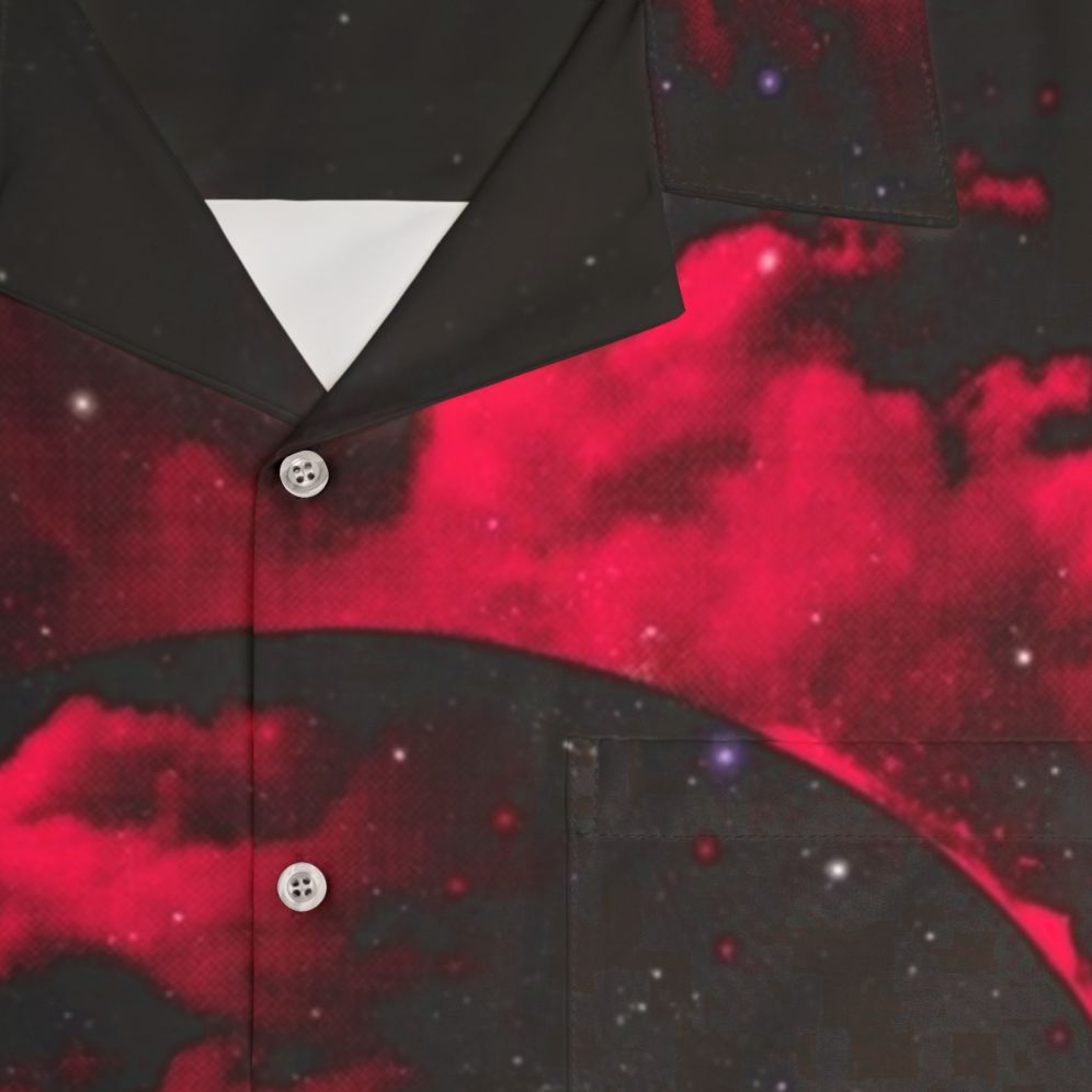 Cosmic Black Hole Hawaiian Shirt - Space Inspired Fashion - Detail