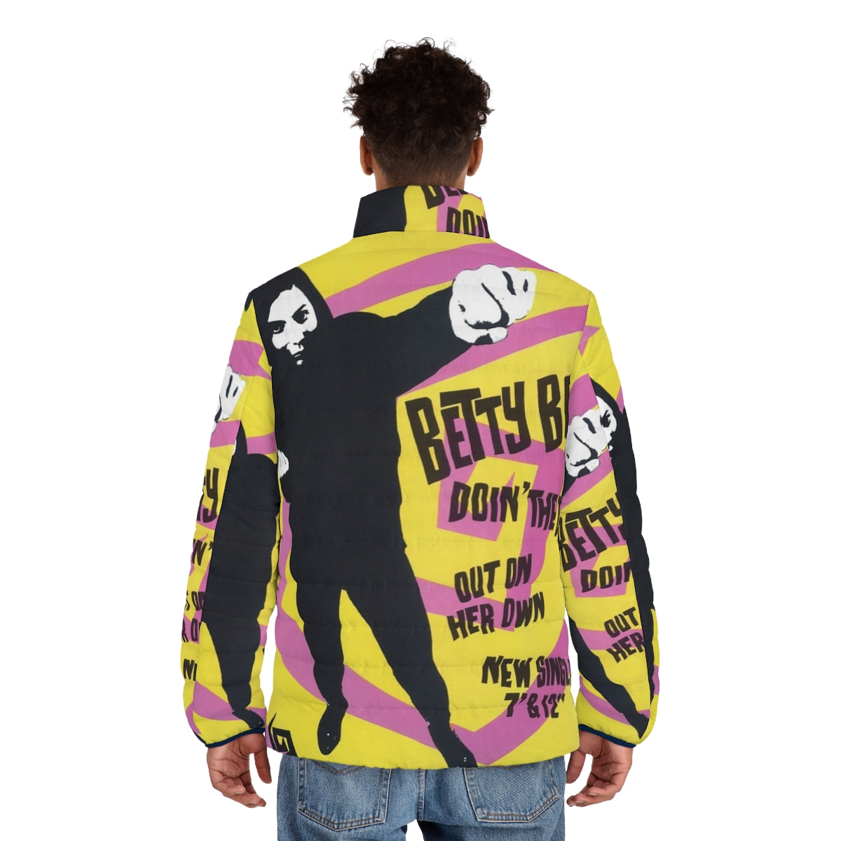 Betty Boo "Doin' The Do" 90s inspired puffer jacket with retro graphic design - men back