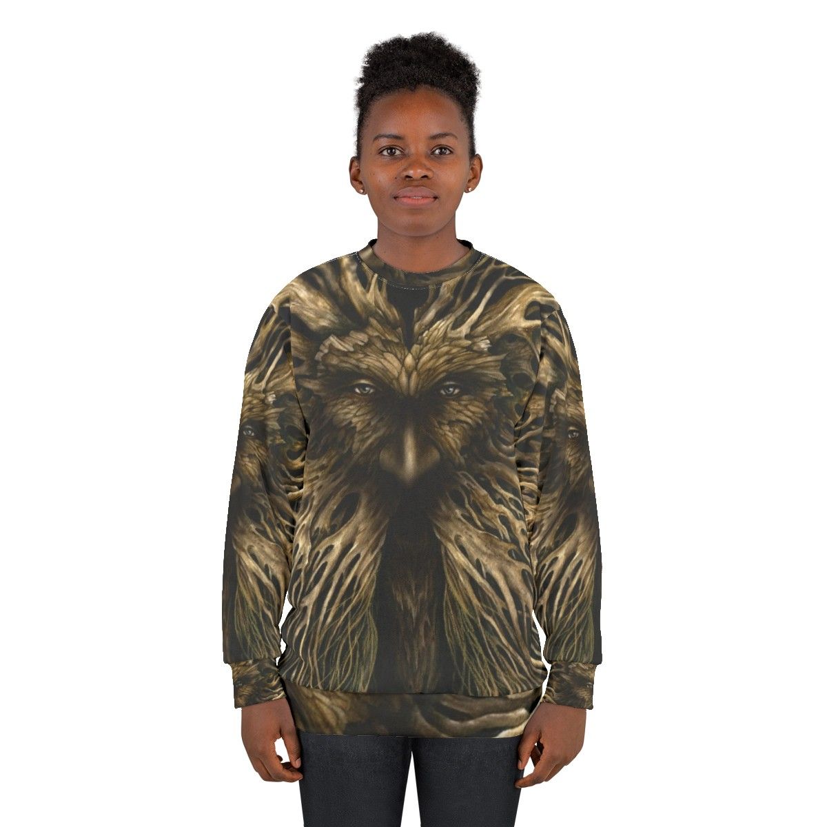 Lord of the Greenwood nature themed sweatshirt with leaf pattern design - women