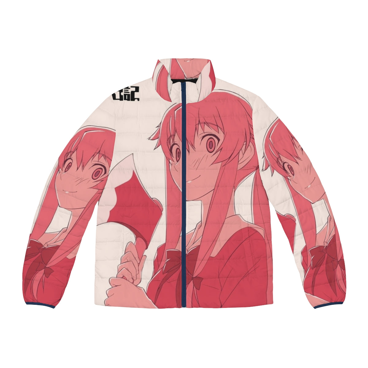 Mirai Nikki anime-inspired puffer jacket featuring Yuno Gasai design