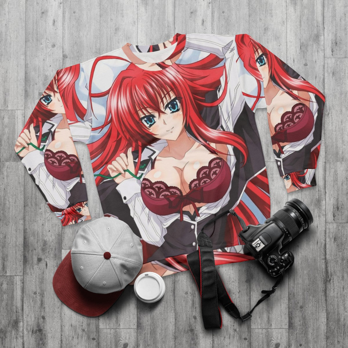 Rias Gremory inspired anime sweatshirt - flat lay