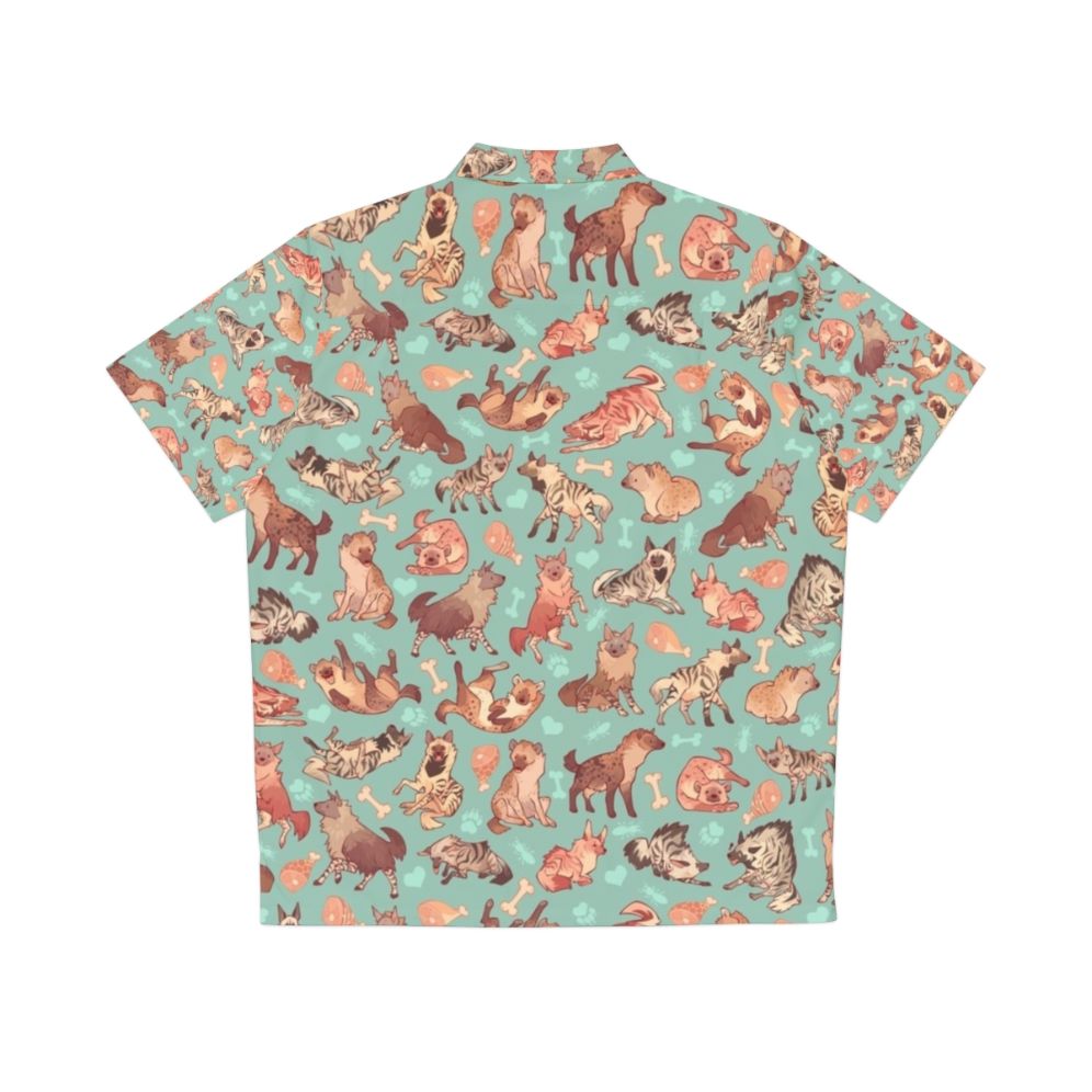 Hyena print Hawaiian shirt with a vibrant tropical pattern - Back