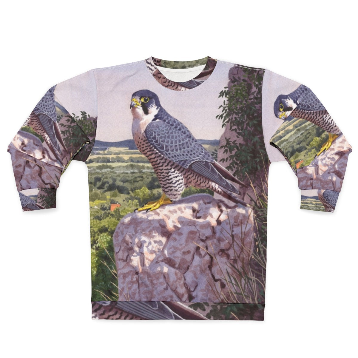 Peregrine falcon inspired sweatshirt with bird art