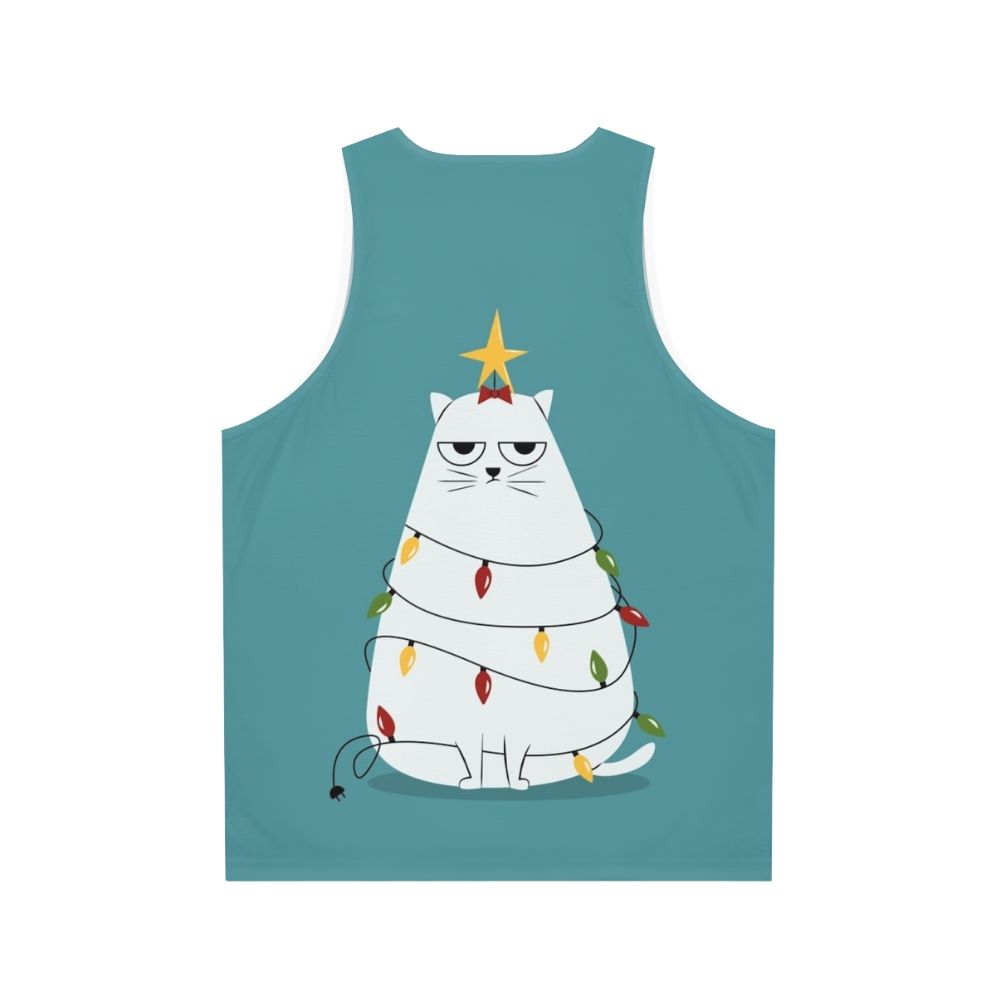 Grumpy Christmas Cat Unisex Tank Top - Back