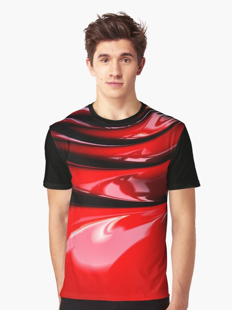 Liquid red latex graphic t-shirt - Men