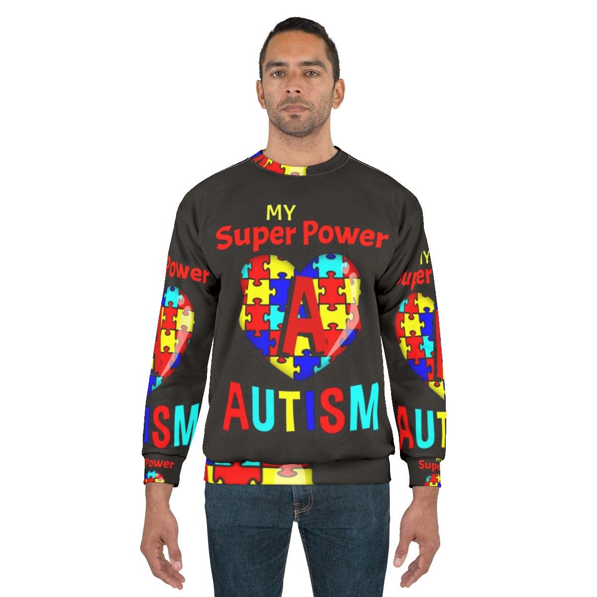 Autism Awareness Sweatshirt with Superhero Design - men