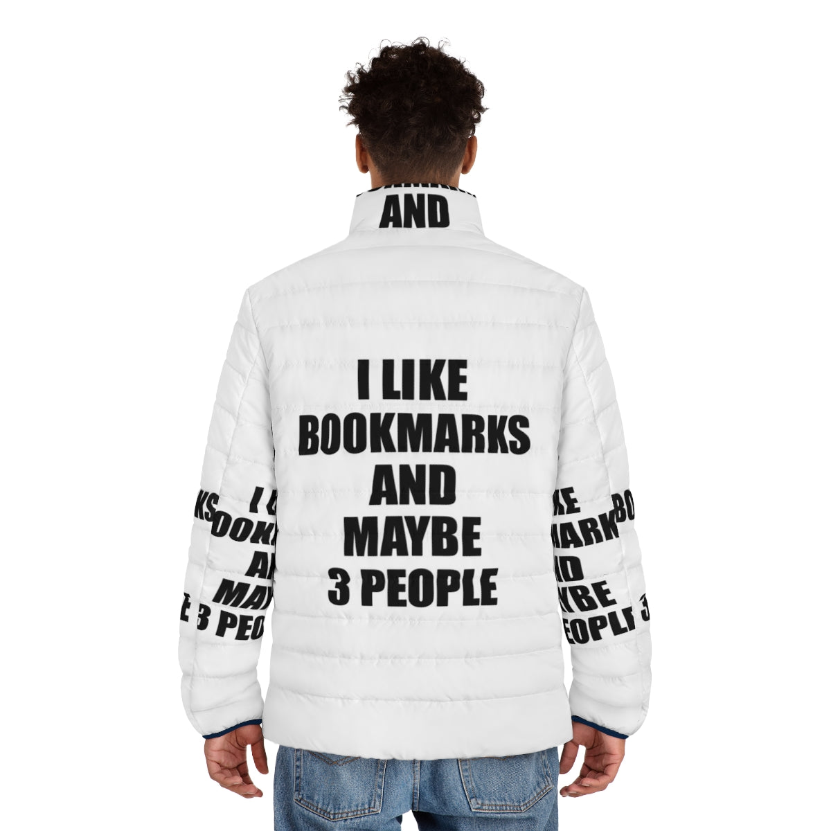 Bookmarks Lover Funny Puffer Jacket - men back