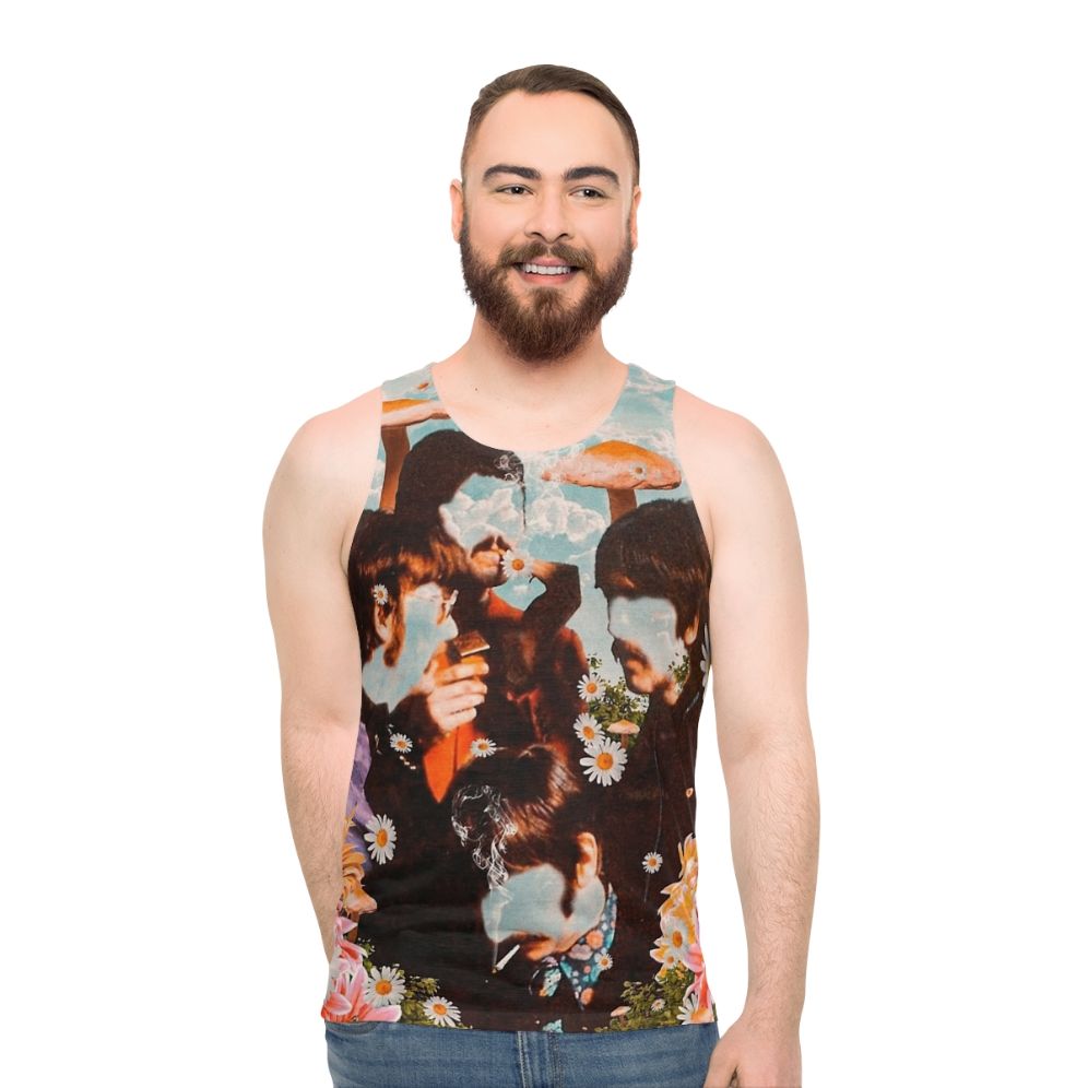 Psychedelic mushroom and flower design unisex tank top - men