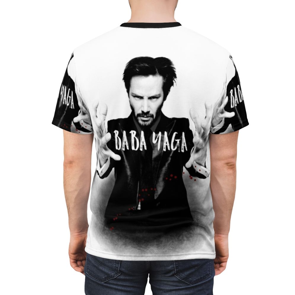 Keanu Reeves inspired graphic t-shirt with action movie graphics - men back