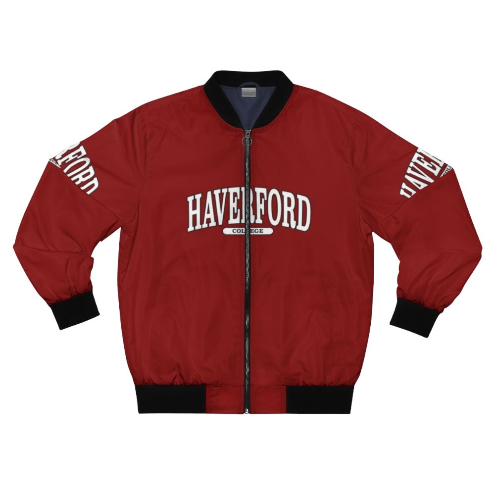 Haverford College Serif Font Curved Bomber Jacket