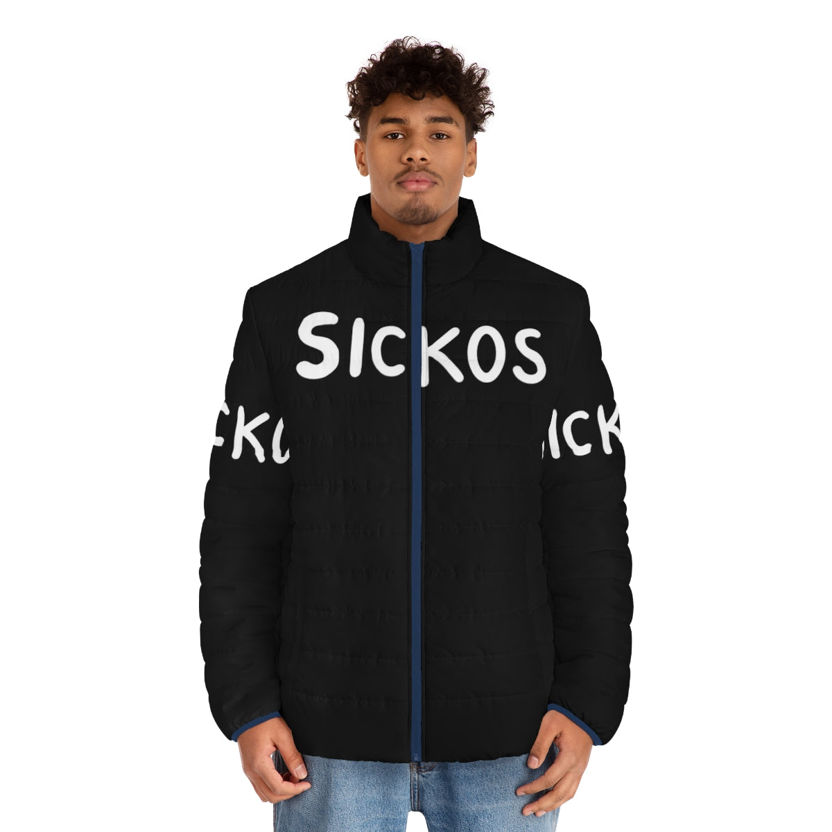 Ben Garrison inspired 'Sickos Ha Ha Yes' puffer jacket - men front