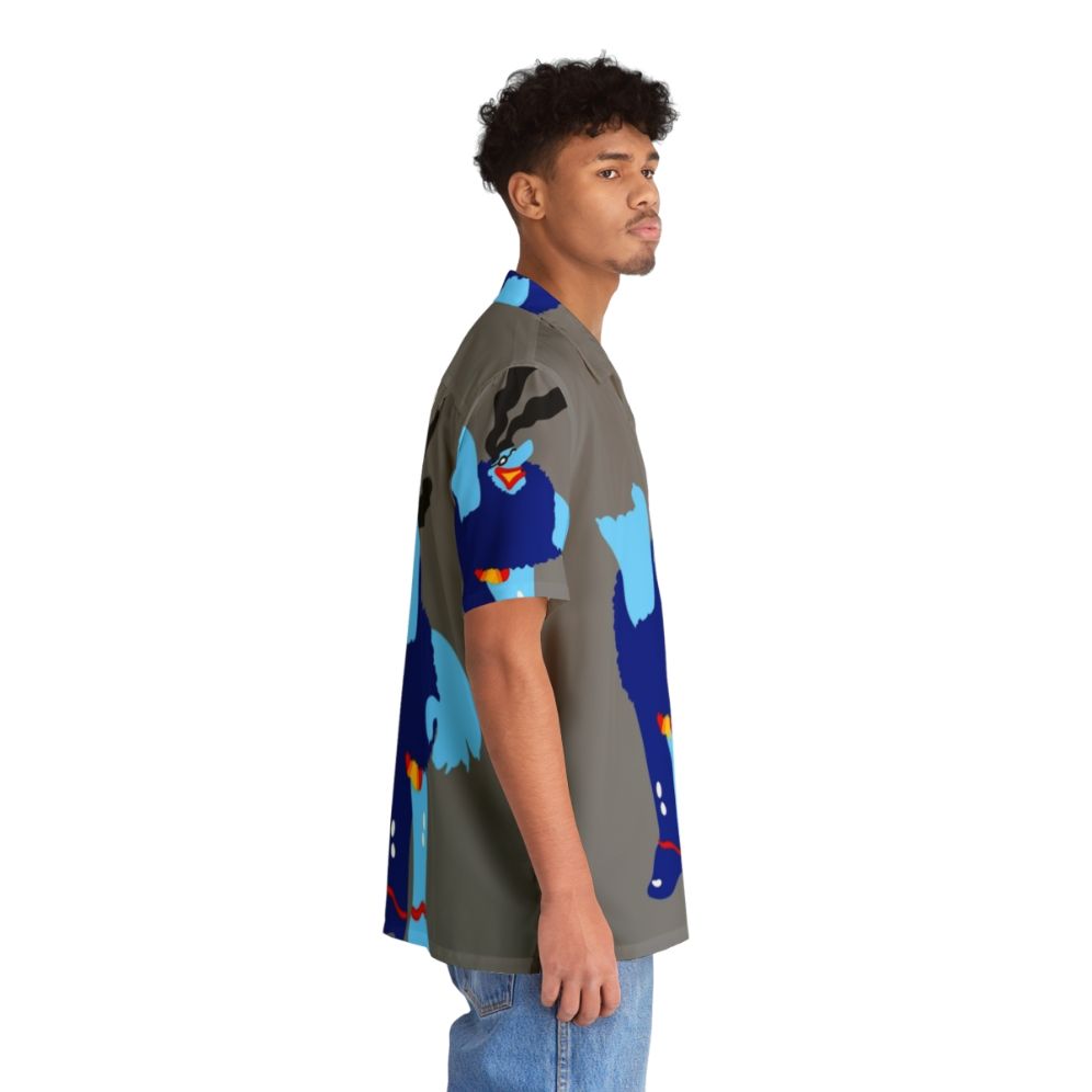 Classic blue hawaiian shirt with retro rock music and beatles inspired design - People Pight