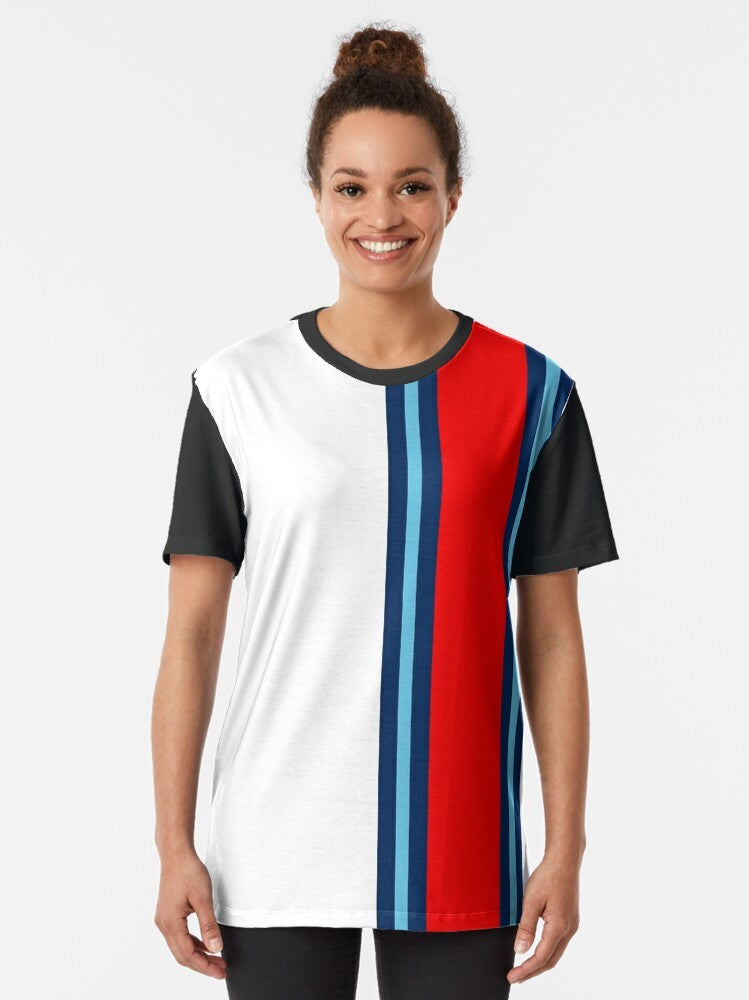 Martini Stripe Graphic T-Shirt - Minimalist Racing Inspired Design - Women