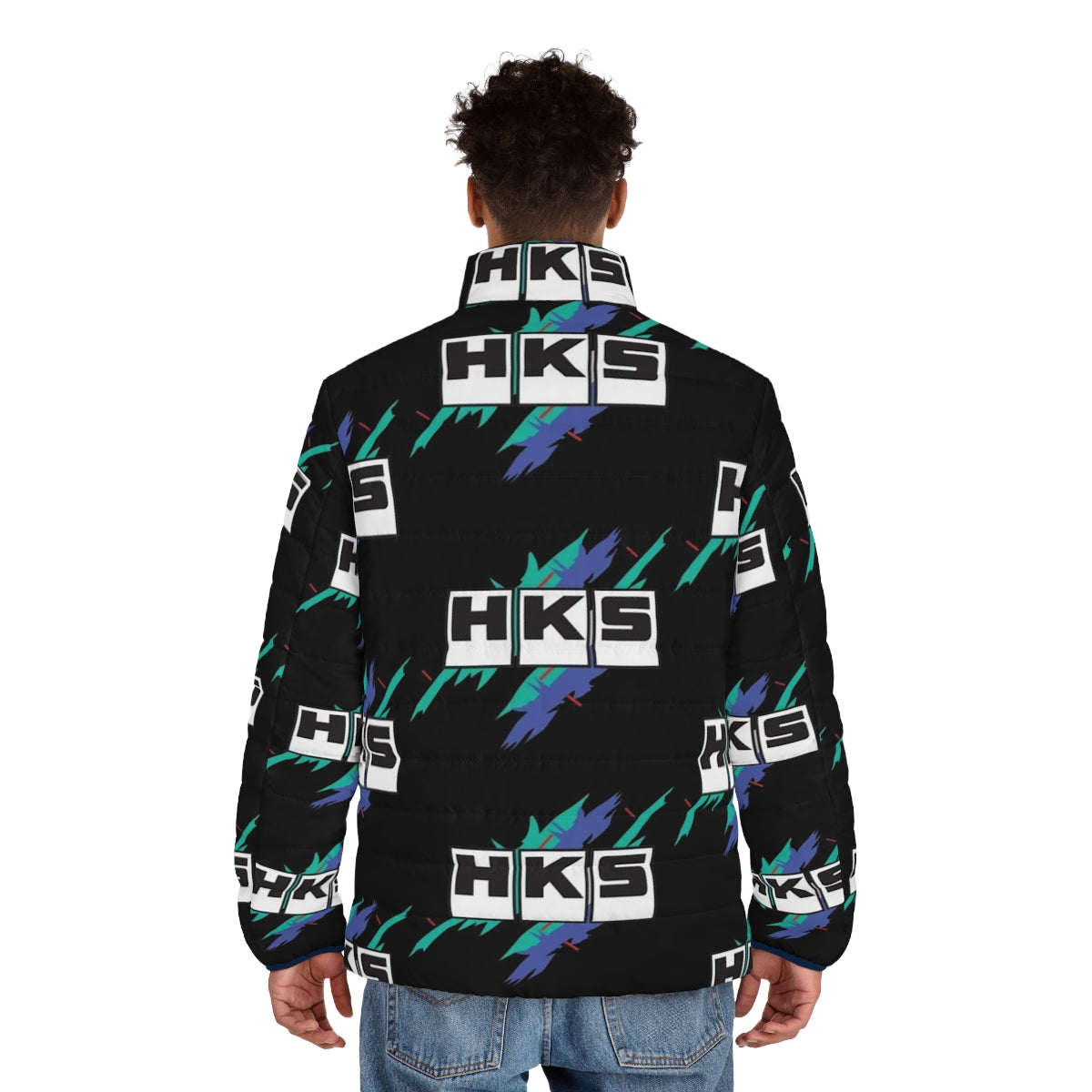 HKS Vintage Puffer Jacket with JDM and Drifting Inspired Graphics - men back