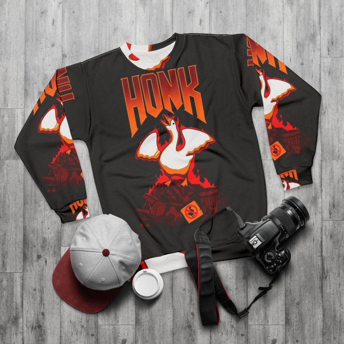 Honk Goose Videogame Sweatshirt - flat lay