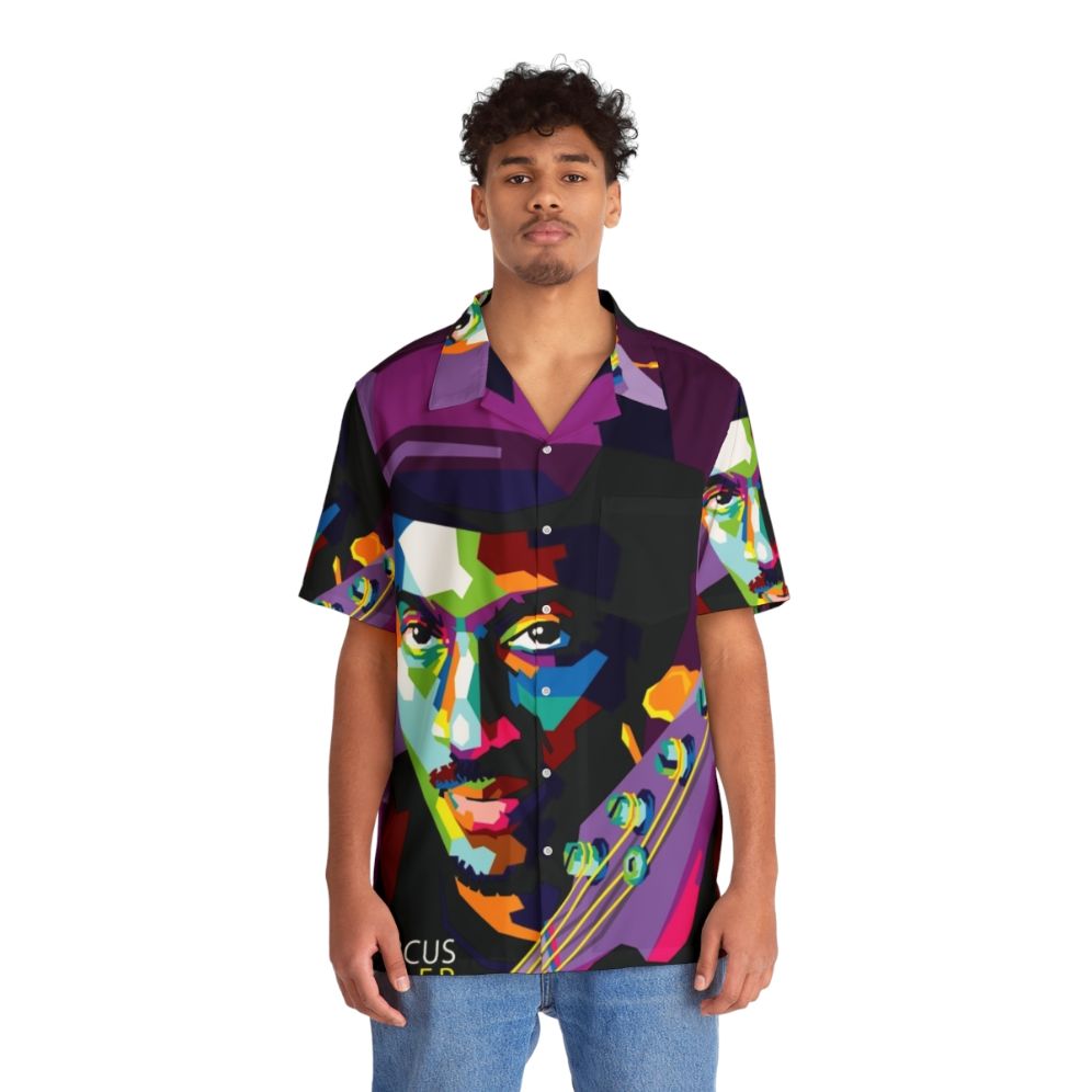 Retro Pop Art Hawaiian Shirt with Jazz Musician Marcus Miller - People Front