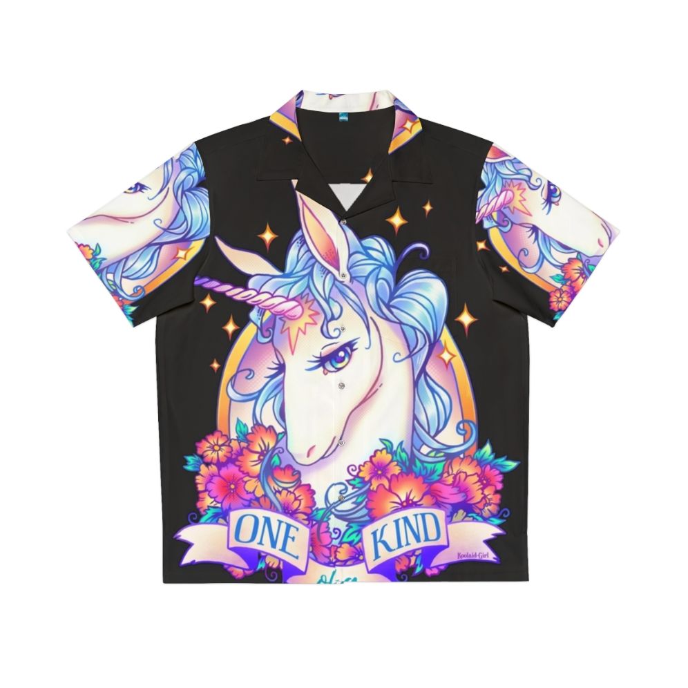 Mythical unicorn Hawaiian shirt with tropical floral pattern