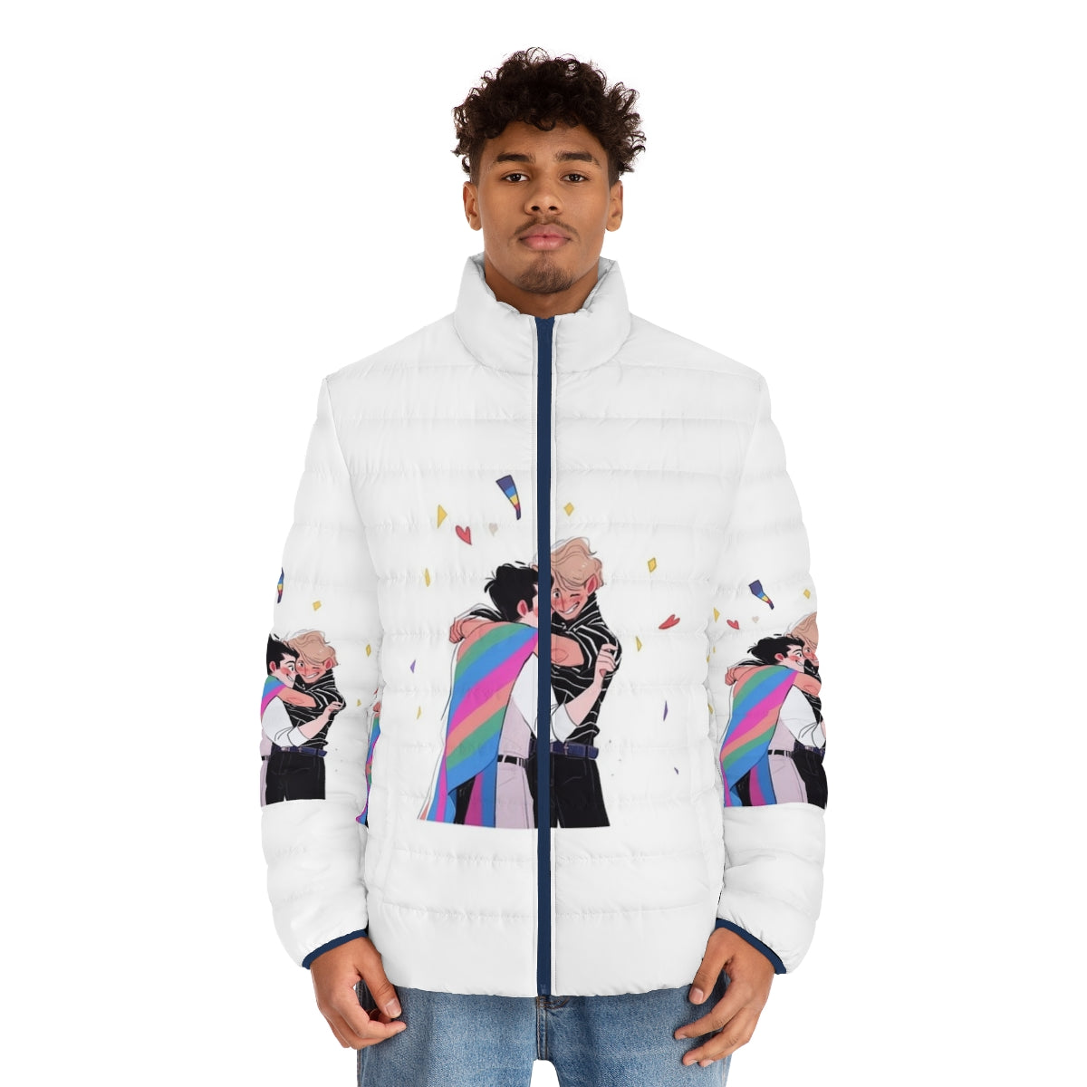 Heartstopper Netflix fanart puffer jacket featuring Nick Nelson and Charlie Spring - men front