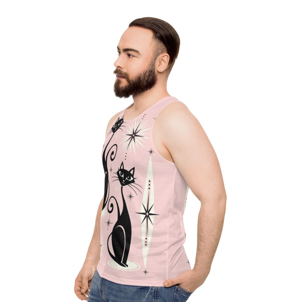 Atomic Meow Unisex Mid-Century Modern Tank Top - men side