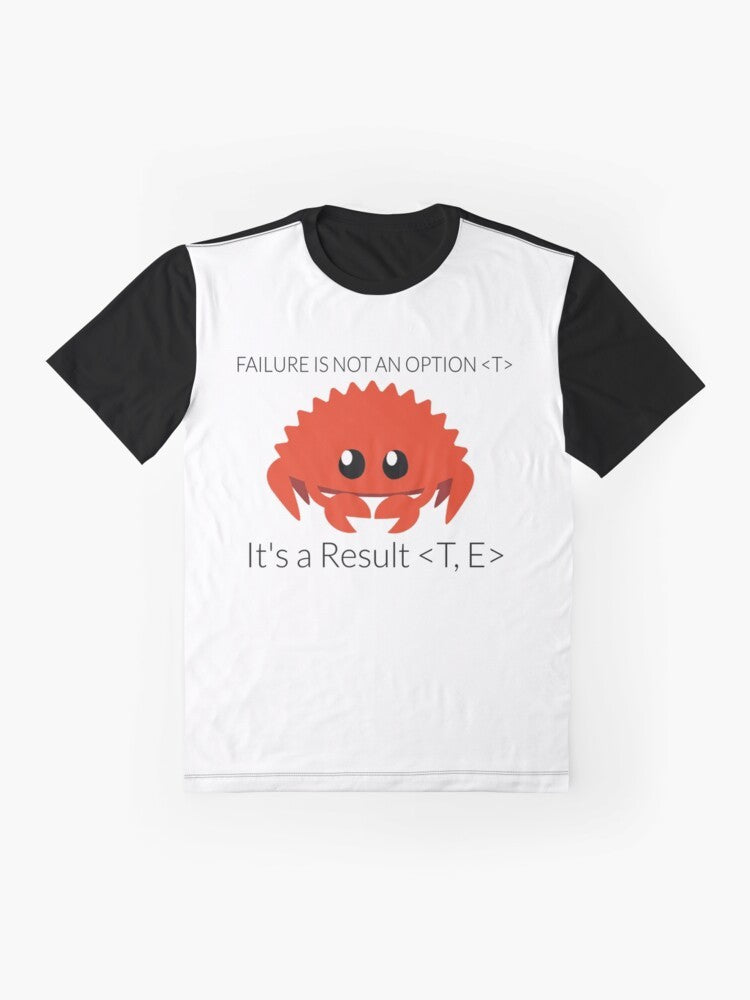 Rust programming language graphic t-shirt for developers and coders - Flat lay