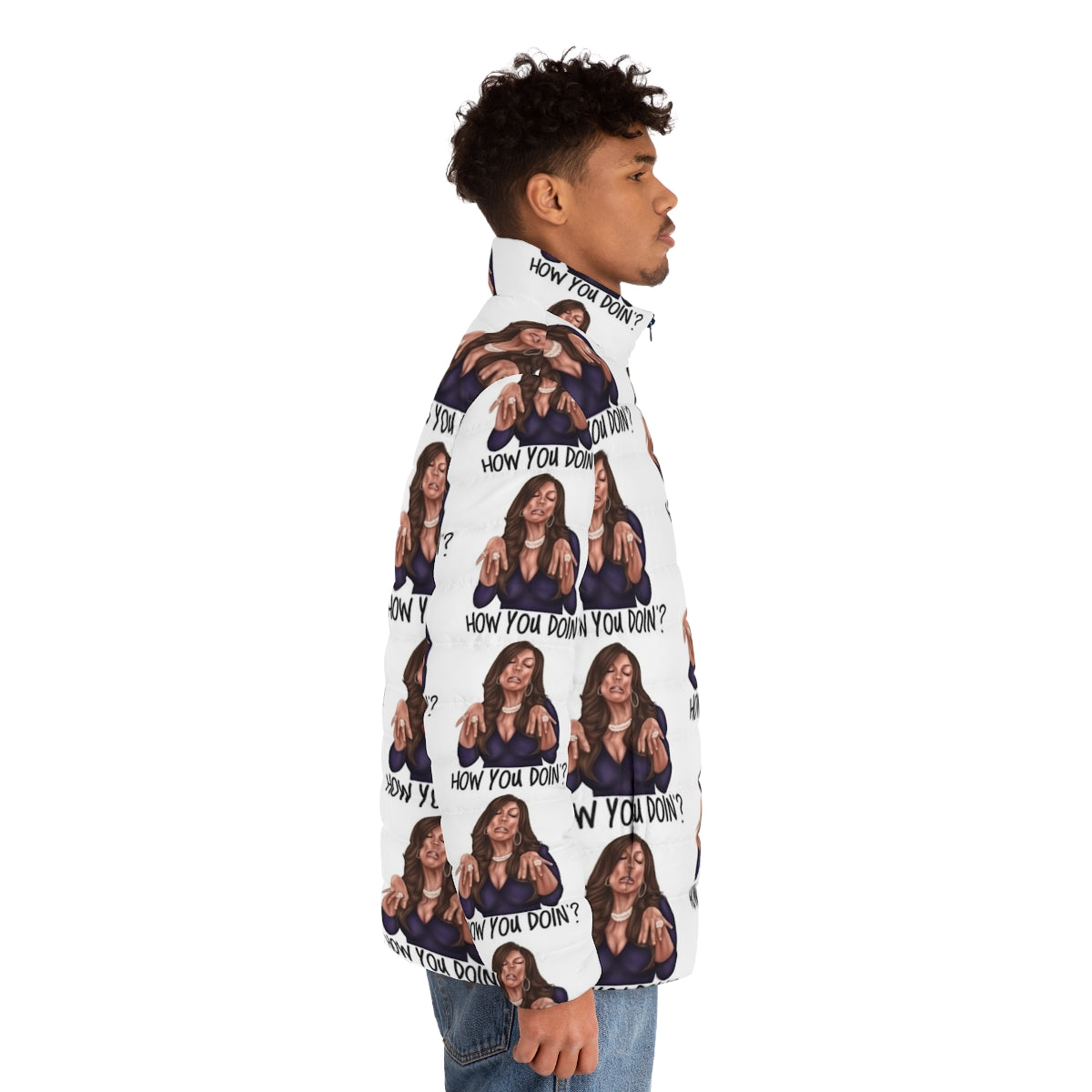 "How You Doin'?" Wendy Williams-Inspired Funny Puffer Jacket - men side right