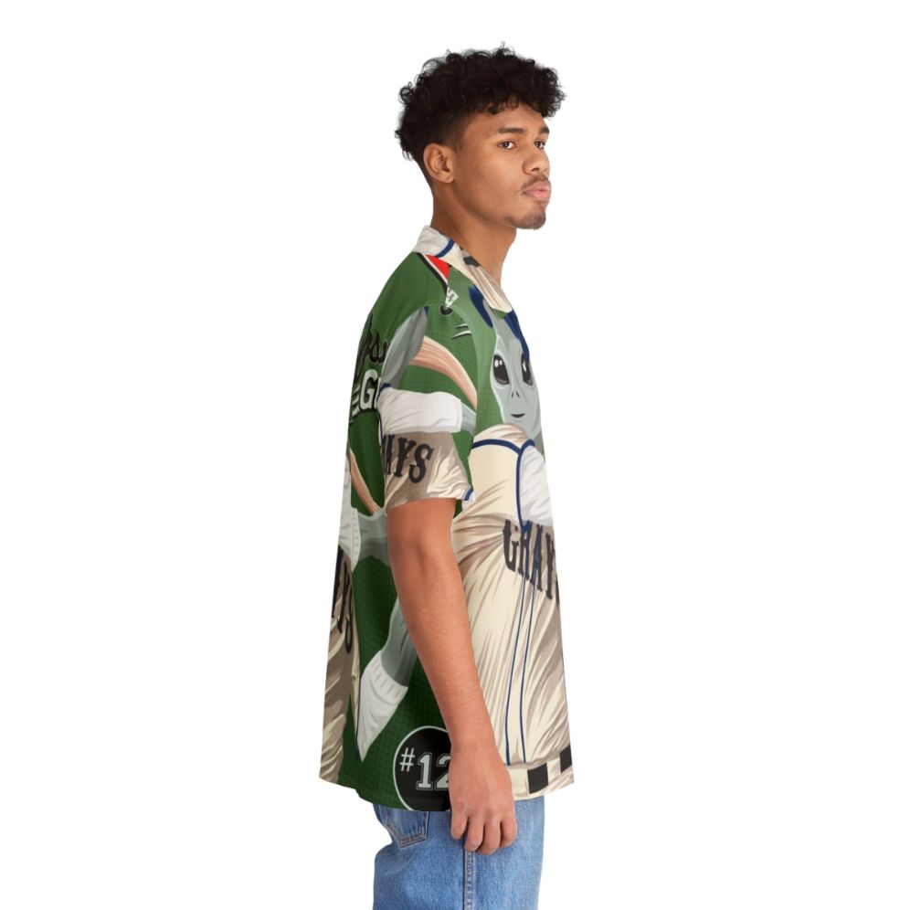 X-Files inspired Hawaiian shirt featuring aliens, UFOs, and baseball - People Pight