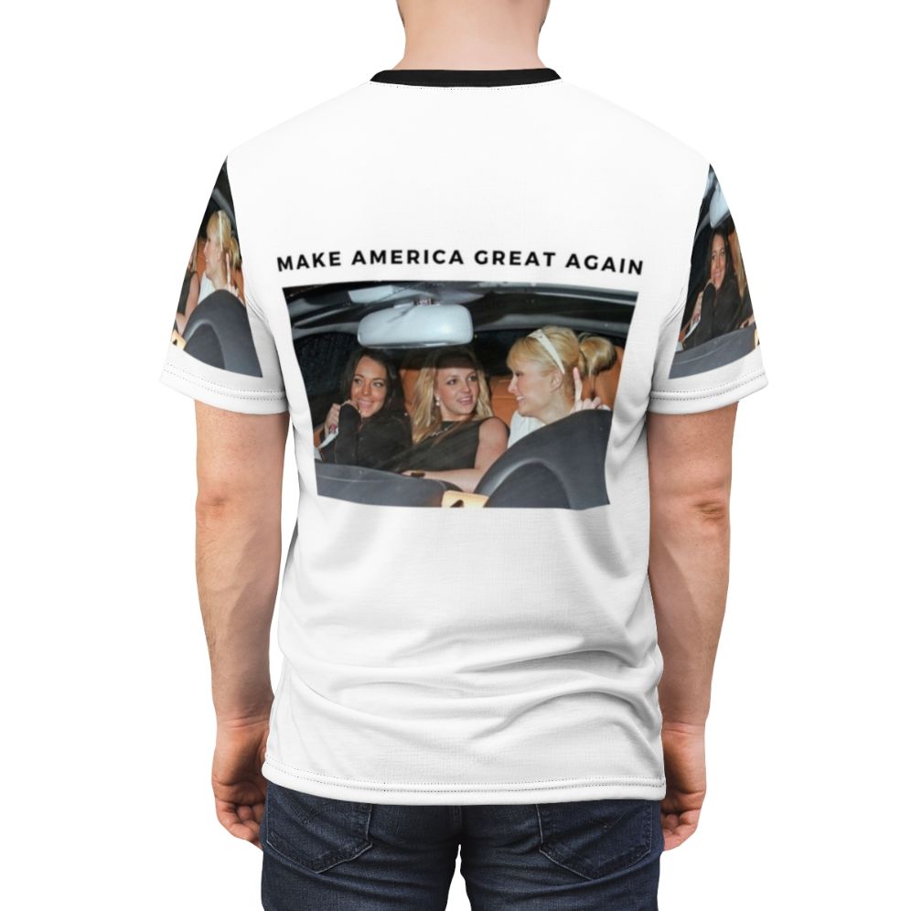 Graphic t-shirt featuring Britney Spears, Paris Hilton, and Lindsay Lohan - men back