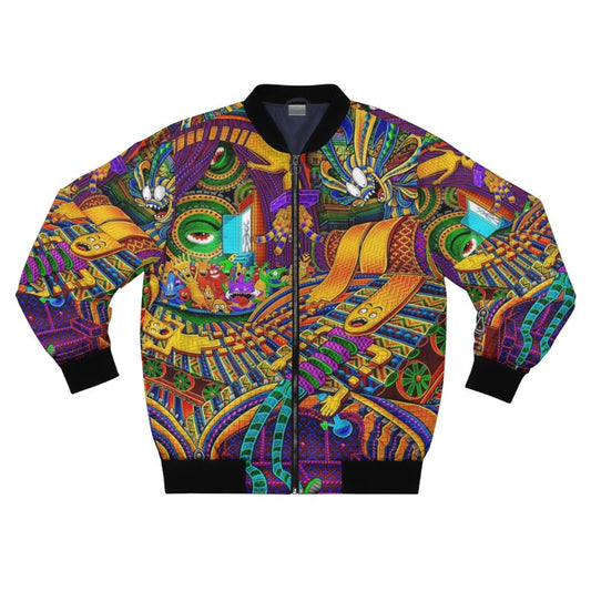 Psychedelic trippy bomber jacket with visionary art design for spiritual and conscious exploration