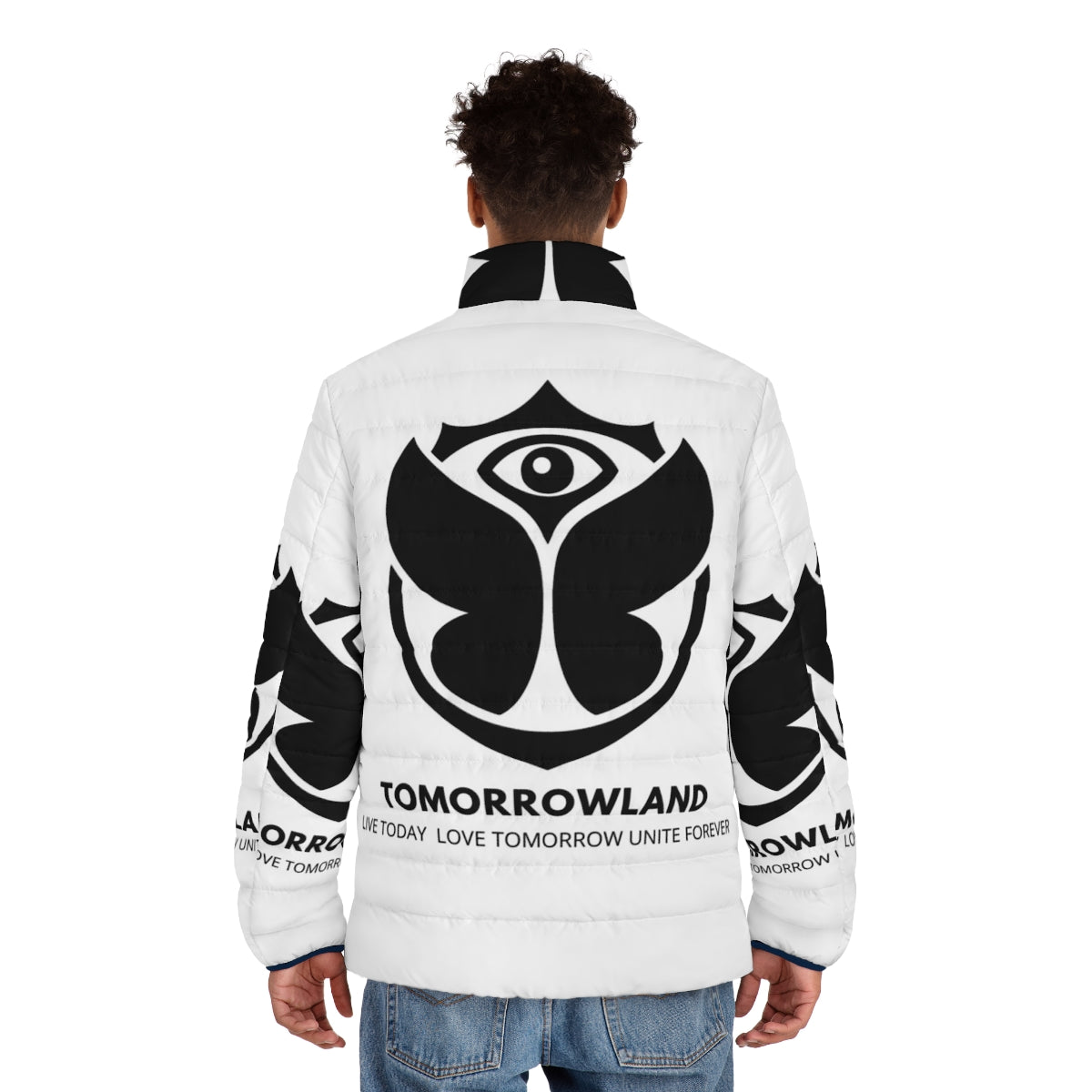 Tomorrowland Music Puffer Jacket with EDM Festival Inspired Design - men back