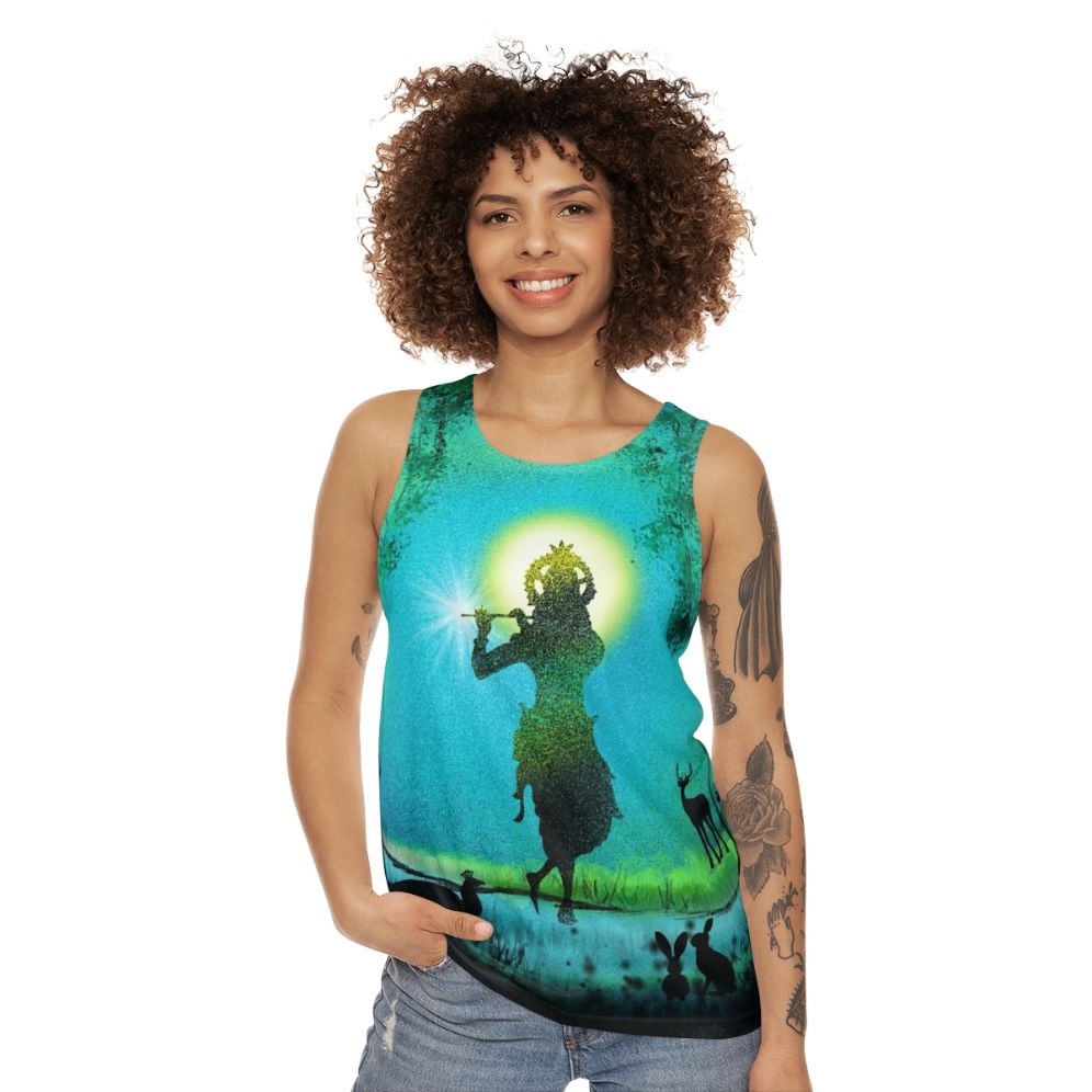 Lord Krishna digital art design on unisex tank top - women