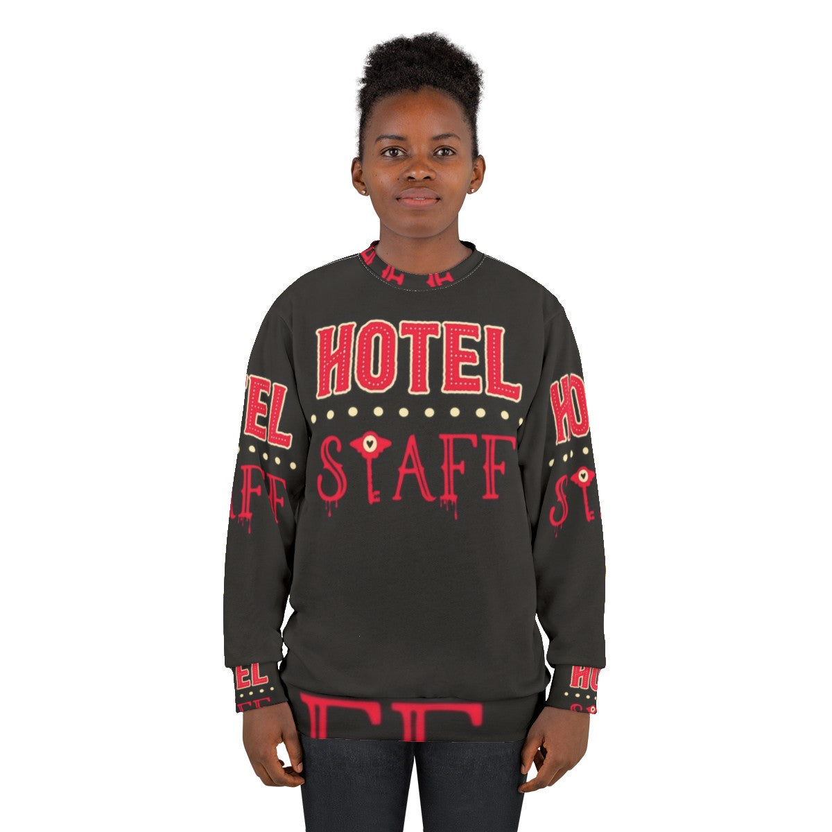 Hazbin Hotel Staff Sweatshirt featuring Alestor, Angel Dust, and other characters - women