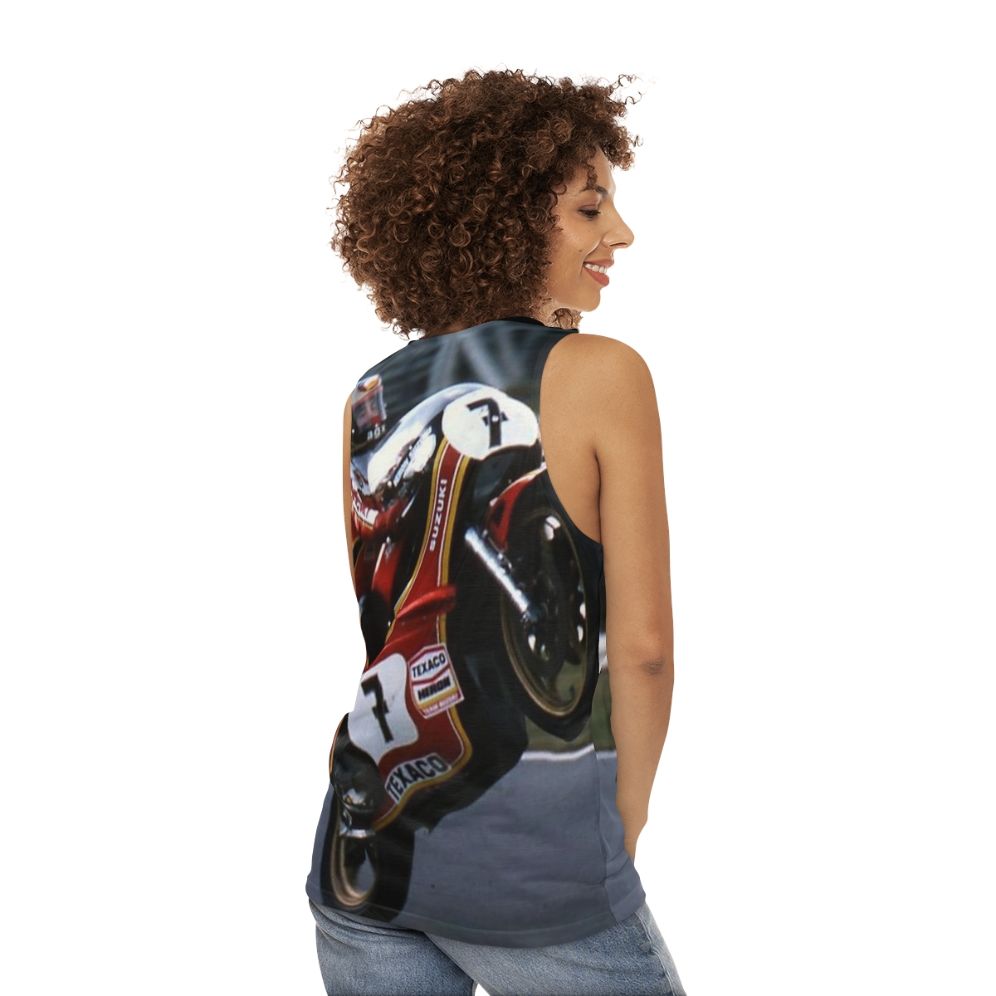 Barry Sheene Unisex Motorcycle Tank Top - women back