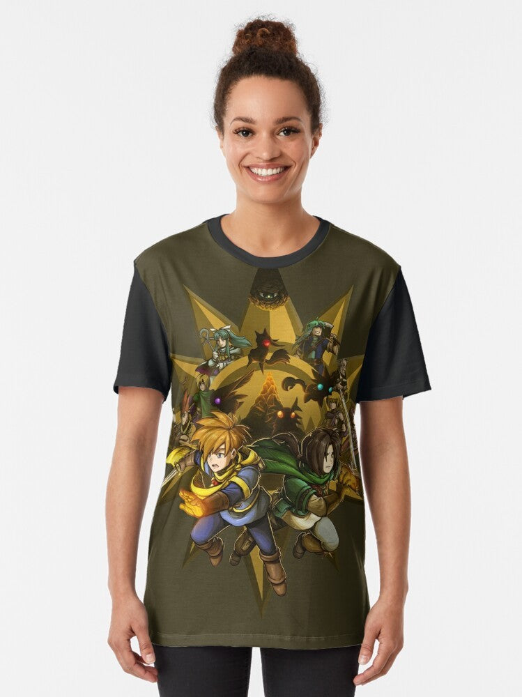 Golden Sun graphic t-shirt featuring the cast of the classic Game Boy Advance RPG - Women