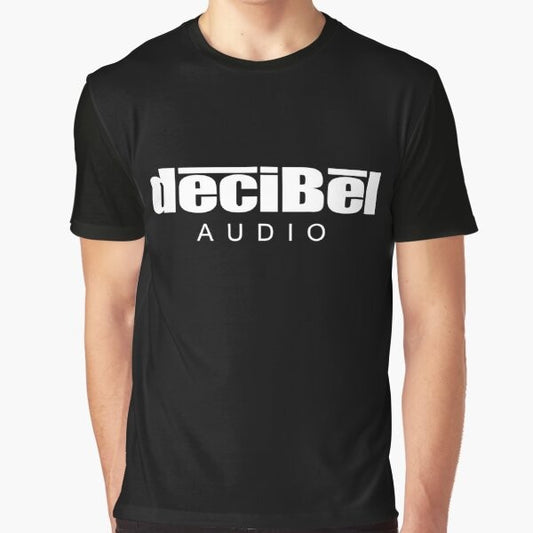 High-quality graphic t-shirt featuring a decibel audio design for music lovers and audiophiles