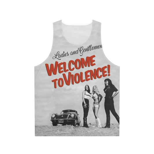 Unisex tank top featuring vintage cult movie graphics