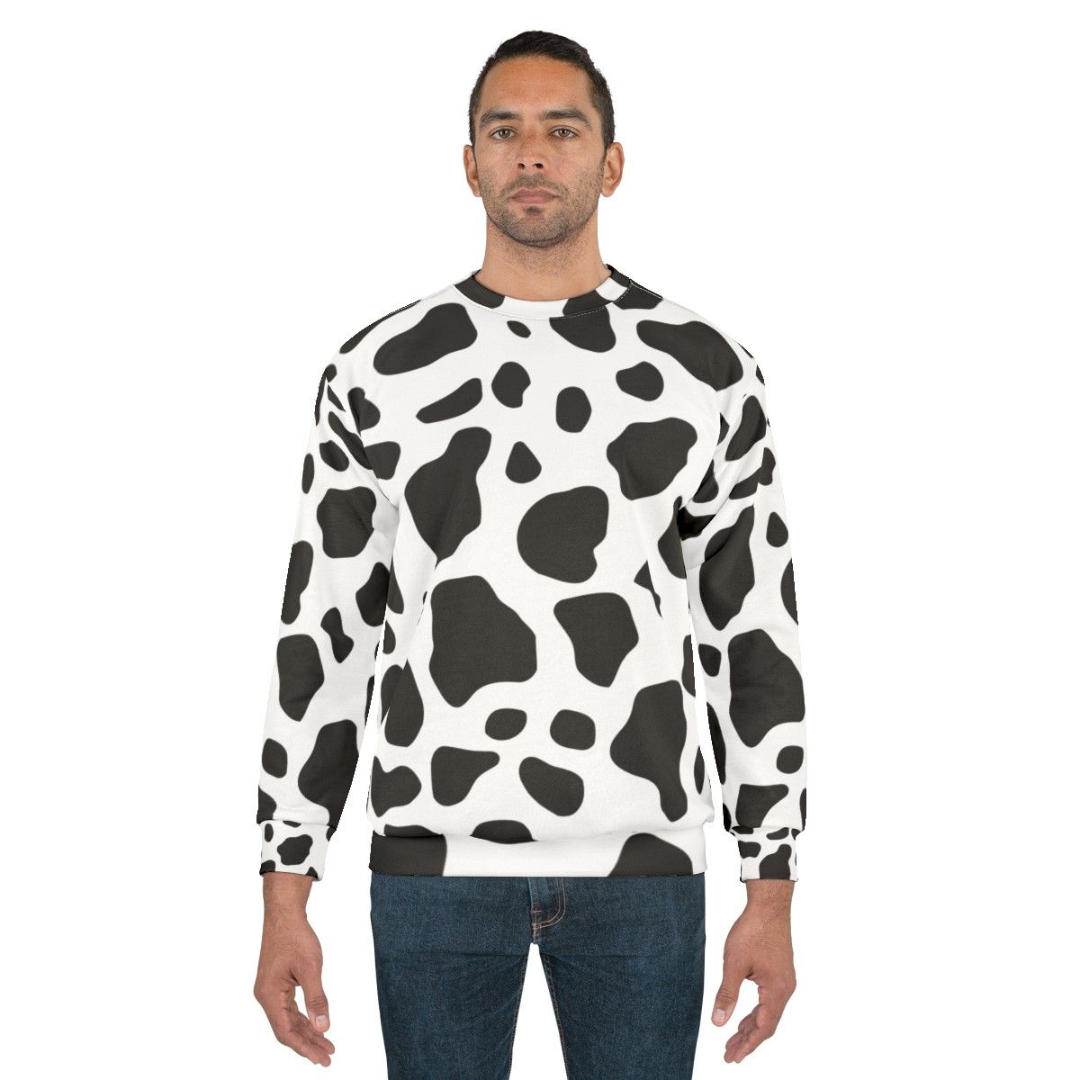 Cow print sweatshirt with a cozy, casual design - men